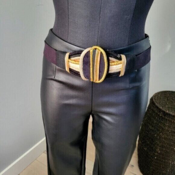 Retro Gold tone Elastic Rope Belt NWT Sz Medium - Picture 1 of 10